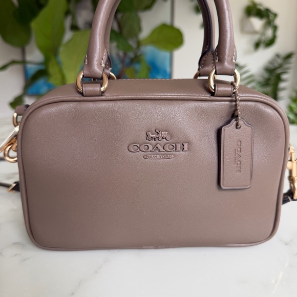 Coach Satchel Crossbody Dark Stone Leather Gold CT776 - Picture 15 of 16